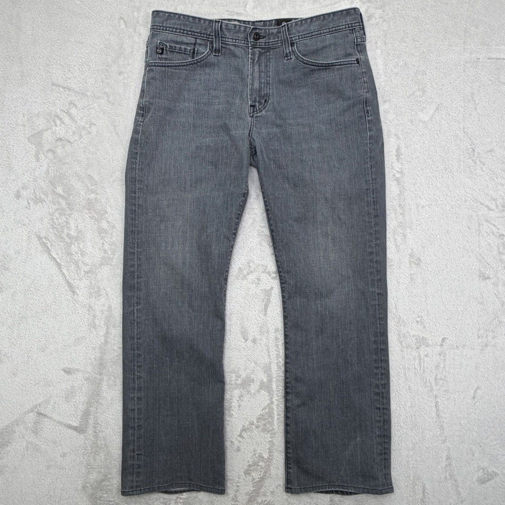 AG Adriano Goldschmied Protege Straight Leg Stretch Denim 33x34 Made in USA gray